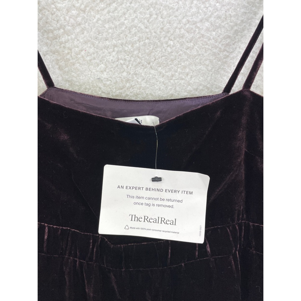 Lewit Women's 4 Velvet Slip Dress Purple Plum Silk Blend Square Neck Mini - Picture 6 of 10